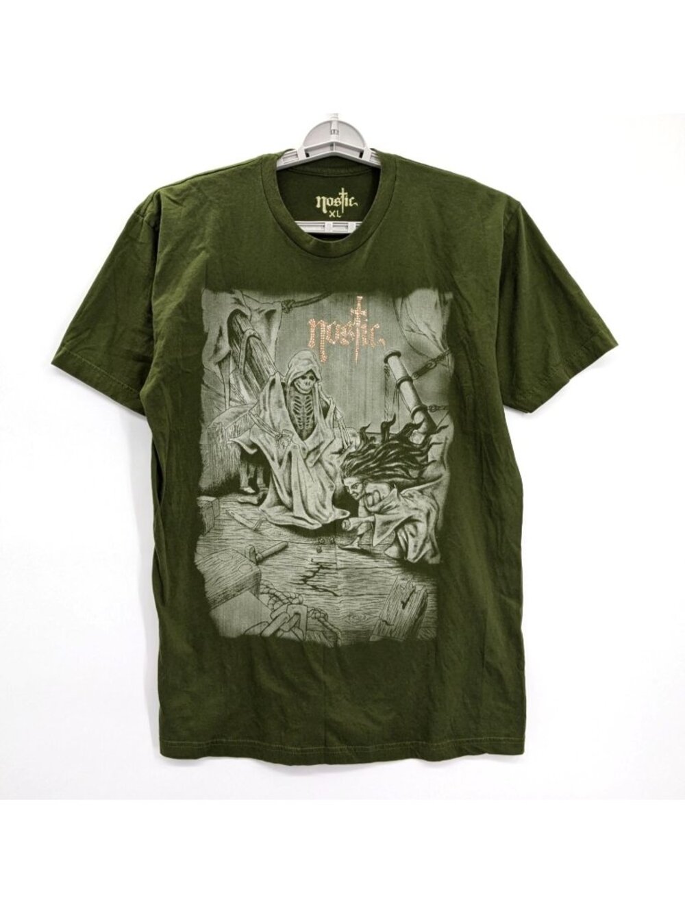 Nostic Grim Reaper Skeleton Graphic T Shirt Y2K Grunge Goth Streetwear Size XL